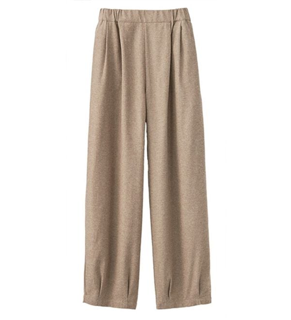 BELLUNA（ベルーナ）の「綿１００％ゆったりパンツ（フルレングスパンツ）」｜杢ベージュ