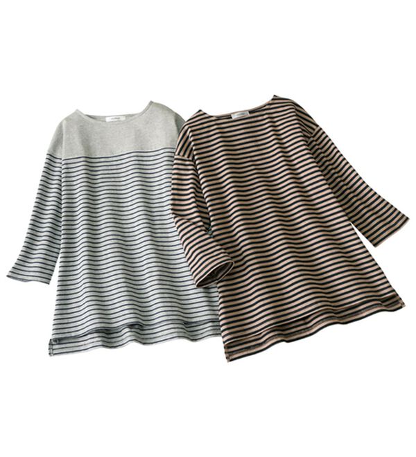 ルフラン（ルフラン）の「【４色組】毎日の主役。綿１００％ボーダーロンＴ（カットソー）」｜詳細画像