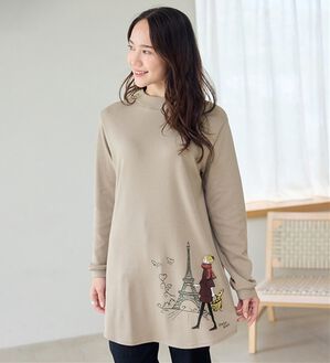 BELLUNA（ベルーナ）の「【メルティポンチ】プリントチュニック（チュニック）」｜レディ(グレージュ)