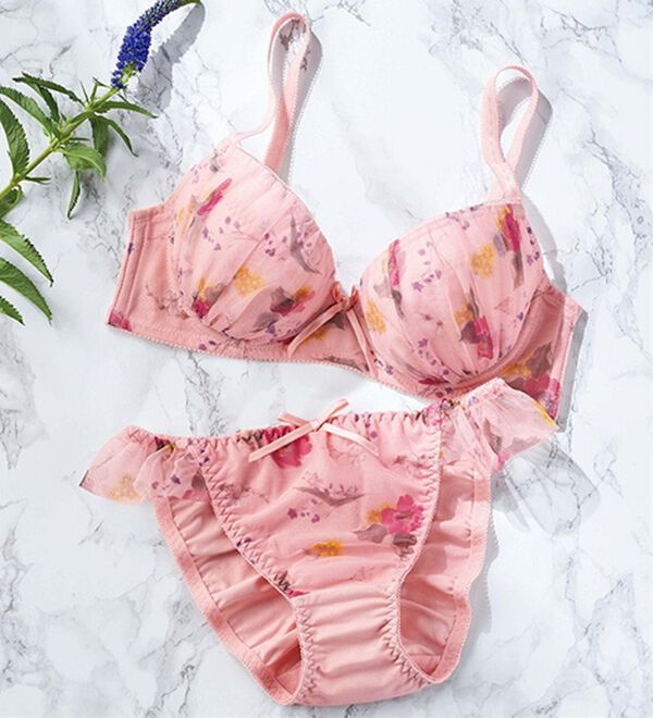 YU'NOW（ユナウ）の「【デザイン豊富】大人ｓｗｅｅｔプチプラブラ＆ショーツセット（ブラジャー＆ショーツセット）」｜ピンク系フラワーフリル