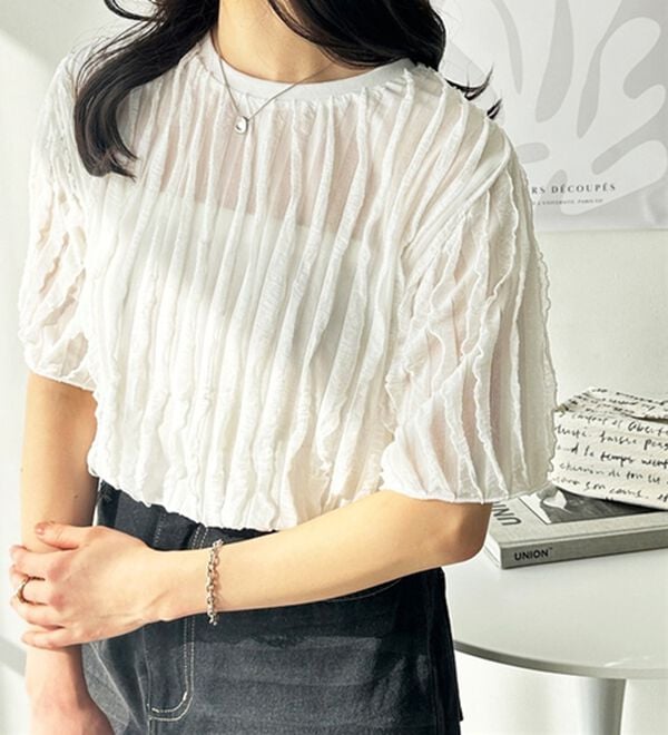 GeeRA（ジーラ）の「フリルカットソーＴシャツ（カットソー）」｜詳細画像