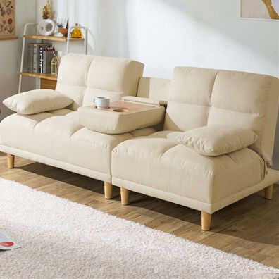 iellio（イエリオ）の「テーブル付３ＷＡＹソファベッド＜３人掛け・クッション付・ドリンクホルダー付・リクライニング・テーブルソファ・脚付きソファ＞（ソファ）」