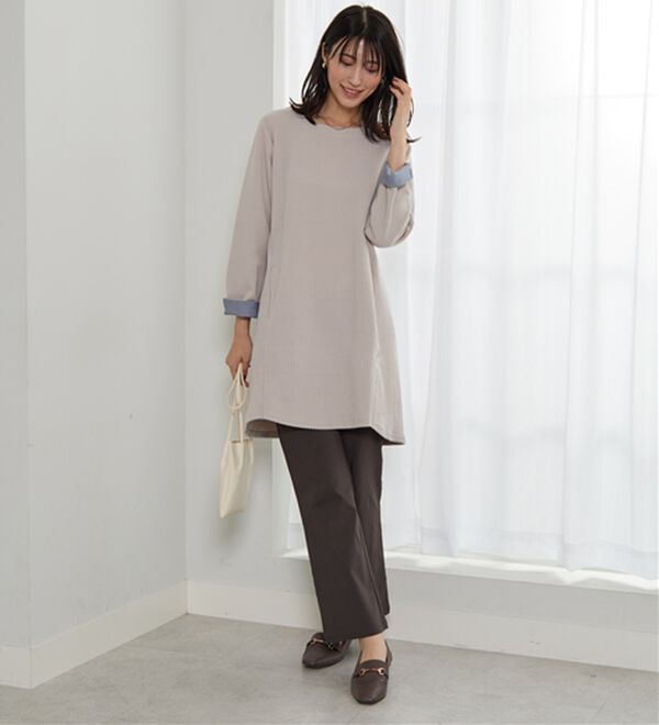 BELLUNA（ベルーナ）の「後ろボタンボーダージャカードワンピース（その他ワンピース）」｜詳細画像