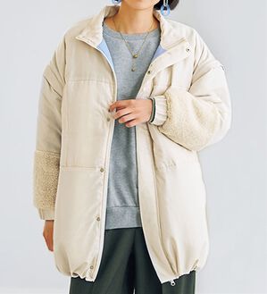 BELLUNA（ベルーナ）の「ベストにもなる！はっ水ヤク混中わたビッグコート（ハーフコート）」｜アイボリー