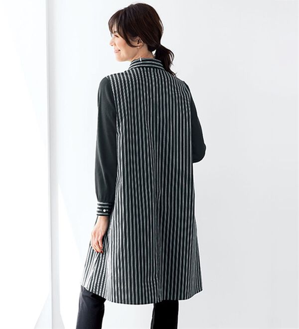 BELLUNA（ベルーナ）の「細見えストライプ切替チュニックワンピース（チュニックワンピース）」｜詳細画像