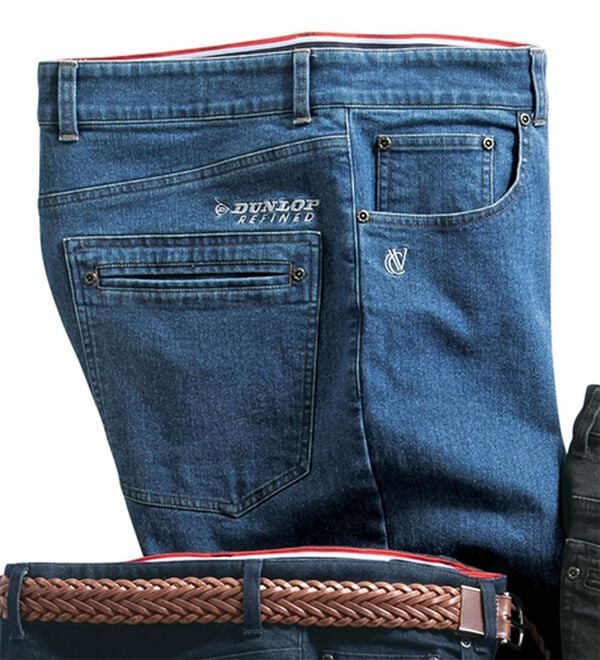 「＜ダンロップ・リファインド&times;コムルヴァン・オム＞蓄熱保温プレミアムジーンズ（メンズデニムパンツ）」｜ブルー