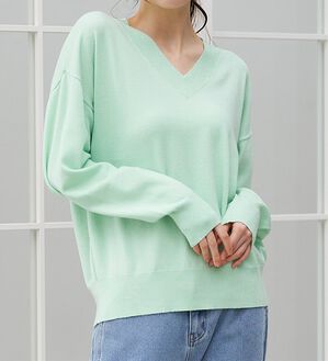 RANAN（ラナン）の「もちもちベーシックニット（Vネック・ハイネック）（ニット・セーター）」｜詳細画像