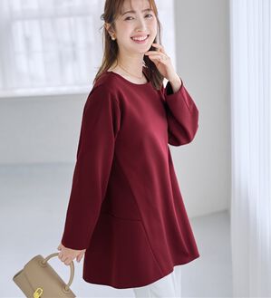 alotta（アロッタ）の「大人上品Ａラインシルエット裏起毛ブラウスチュニック（チュニック）」｜ボルドー