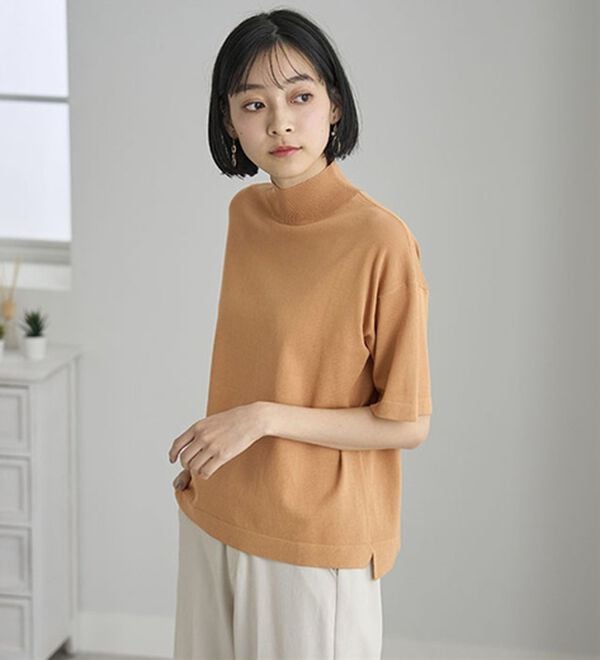 BELLUNA（ベルーナ）の「【選べるデザイン】Ｔシャツが苦手な方に！ひんやり綿混ニットＴ（ニット・セーター）」｜詳細画像