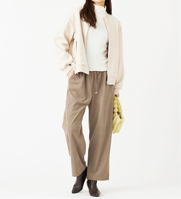 BELLUNA（ベルーナ）の「裏ベロアコーデュロイワイドパンツ（ワイドパンツ・ガウチョ）」｜詳細画像