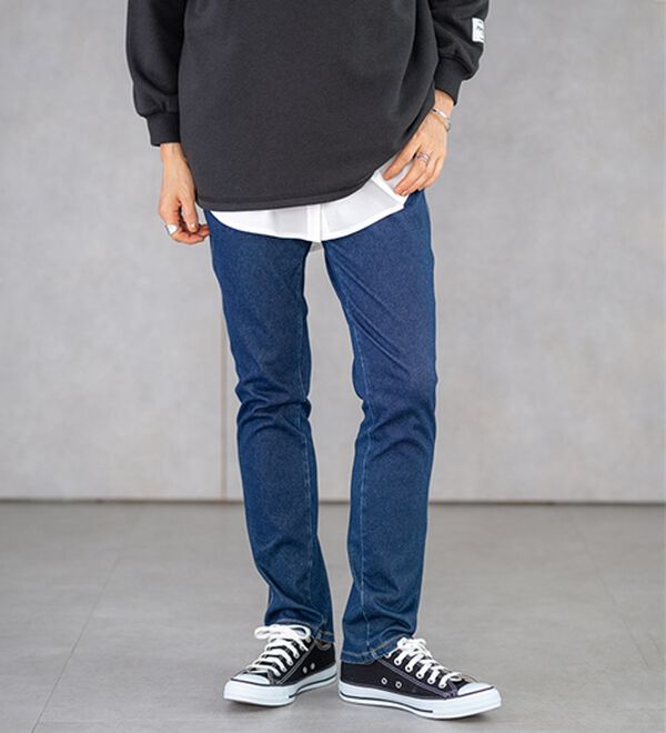 BELLUNA（ベルーナ）の「【選べる裏側】ぐん伸びニットデニムパンツ（フルレングスパンツ）」｜詳細画像