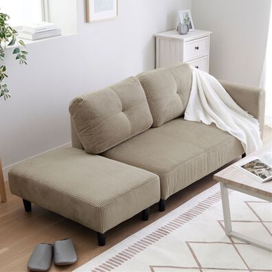 iellio（イエリオ）の「オットマン付カジュアルカウチソファ＜ソファベッド・ソファーベッド・２人掛け・３人掛け・カウチソファー・ローソファ＞（ソファ）」