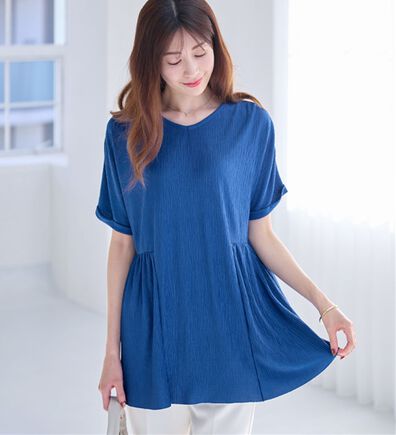 alotta（アロッタ）の「【４つの機能付】さらり軽やか楊柳カットソーギャザーチュニック（チュニック）」