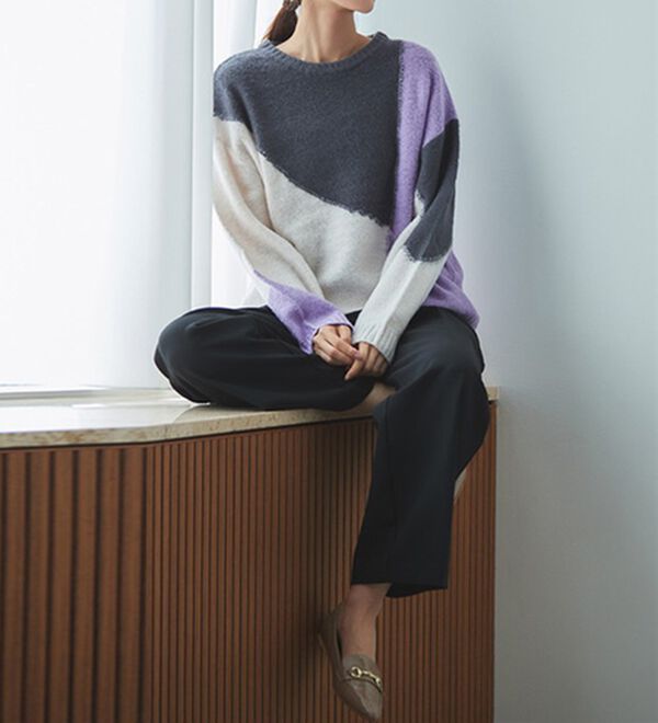 RANAN（ラナン）の「カラーブロッキングニットプルオーバー（ニット・セーター）」｜詳細画像