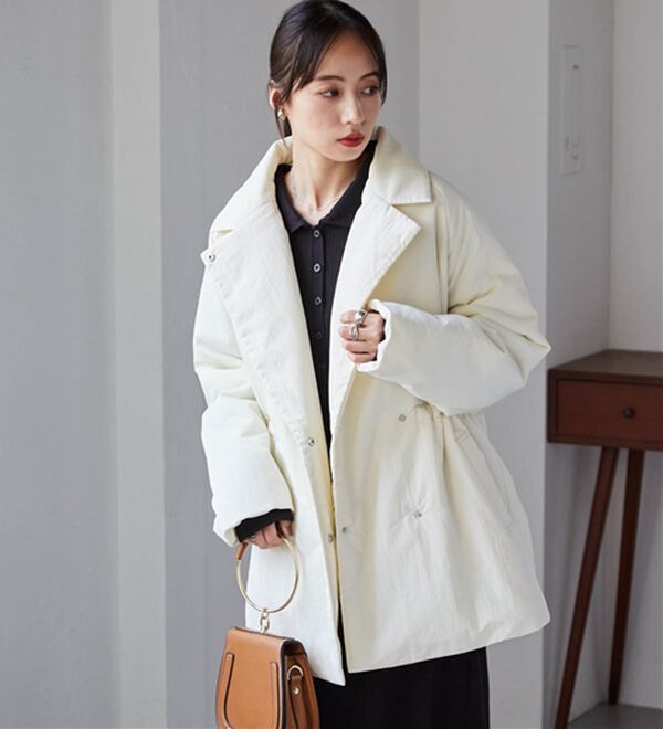 RANAN（ラナン）の「テーラードカラー中わたジャケット（ハーフコート）」｜詳細画像