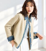 BELLUNA（ベルーナ）の「デニム&times;ニット切替ジャケット（その他ジャケット）」
