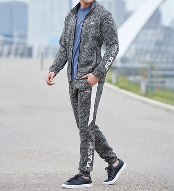 「＜フィラ＞ニットフリースアクティブスーツ（メンズルームウェア）」｜杢グレー