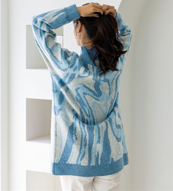 BELLUNA（ベルーナ）の「配色マーブル柄ジャカードニットチュニック（チュニック）」｜詳細画像