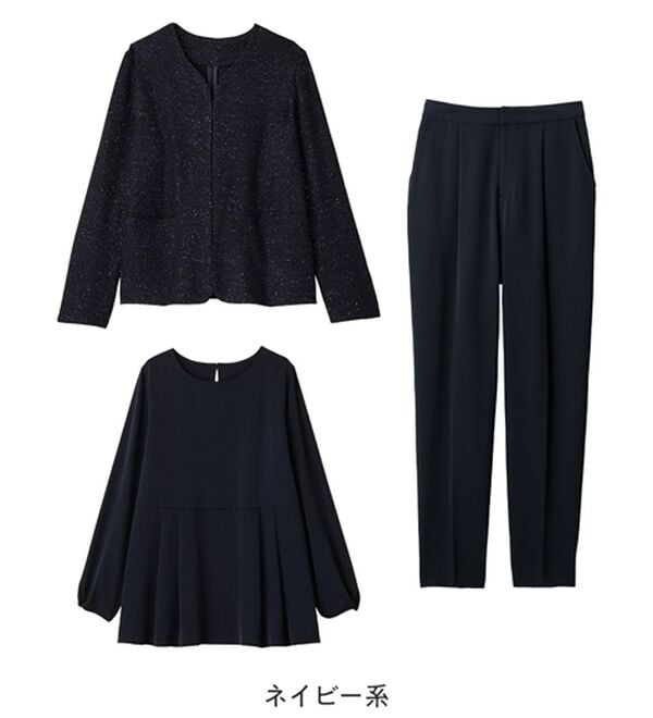 Viola e Viola（ヴィオラ エ ヴィオラ）の「【３点セット】着回し自在快適セットアップスーツ（パンツスーツ）」｜詳細画像