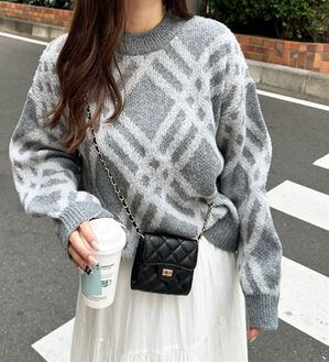 GeeRA（ジーラ）の「モヘアライクチェック柄ニットプルオーバー（ニット・セーター）」｜詳細画像