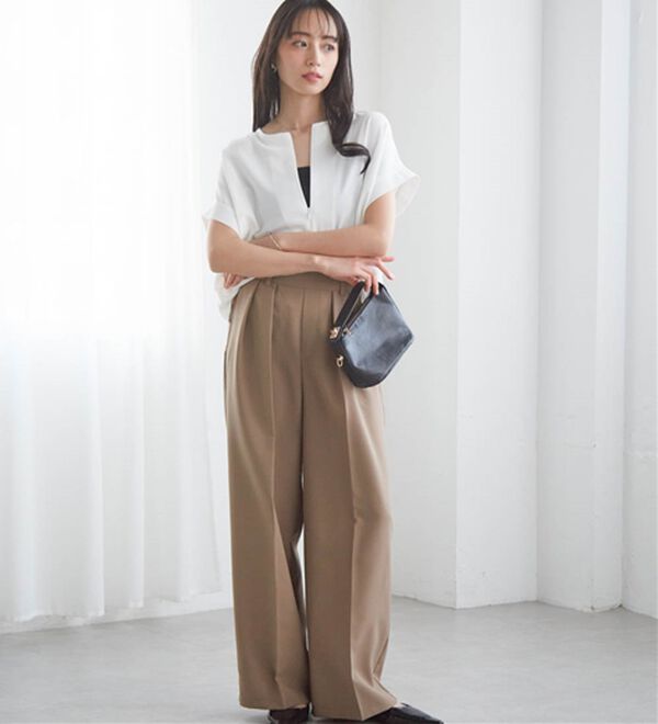 RANAN（ラナン）の「【汗シミ防止】ひんやり&防シワ前後2WAYハーフジップブラウス（ブラウス）」｜詳細画像