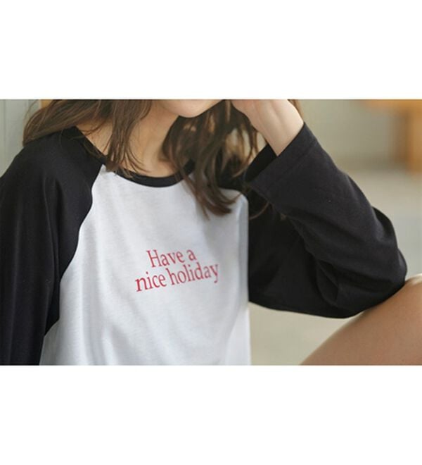 YU'NOW（ユナウ）の「ラグランスリーブＴシャツ＆ショートパンツセット（パジャマ・ルームウェア）」｜詳細画像