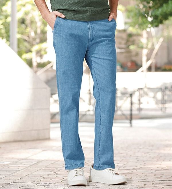 「＜コムルヴァン・オム＞ラクしてすっきり麻入りジーンズ（メンズデニムパンツ）」｜詳細画像