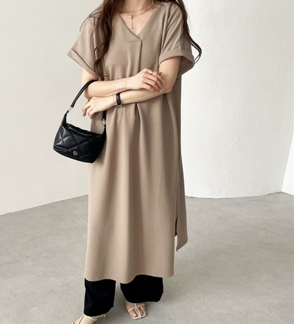 GeeRA（ジーラ）の「ひんやり快適！ジャカードスキッパーワンピ（カットソーワンピース）」｜詳細画像