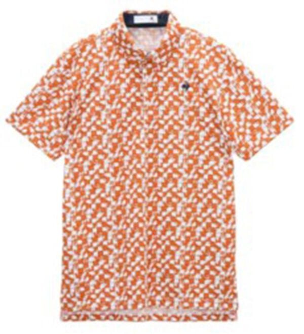 「＜ルコック＞ルースタータイル柄半袖シャツ（メンズシャツ）」｜オレンジ