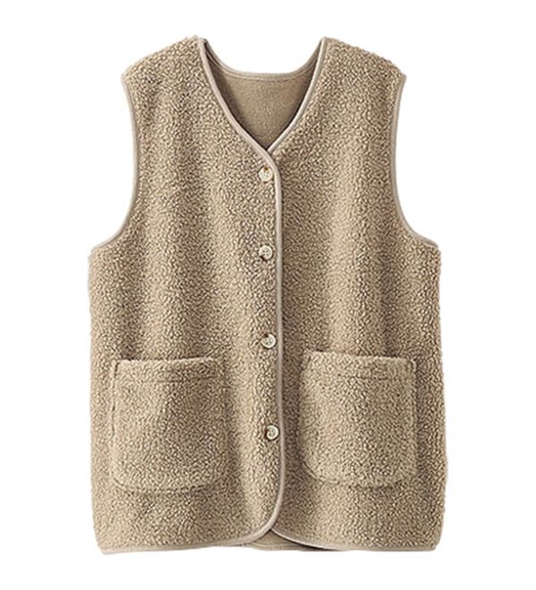BELLUNA（ベルーナ）の「着回し自在！裏フリースあったかプードルボアベスト（ベスト）」｜詳細画像