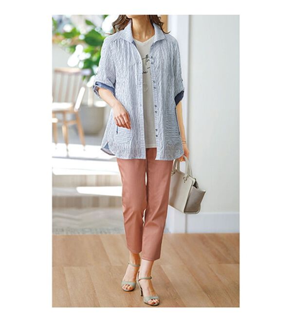 BELLUNA（ベルーナ）の「爽やか先染めストライプジャケット（シャツ）」｜詳細画像