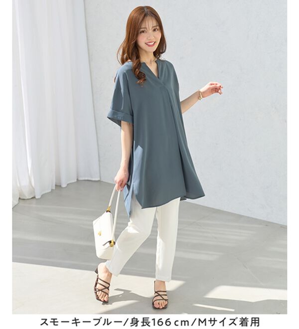 alotta（アロッタ）の「スキッパーとろみブラウスチュニック（ブラウス）」｜詳細画像