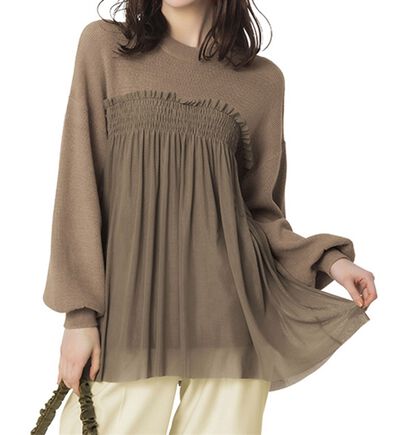 RANAN（ラナン）の「洗える！ビスチェ風チュールドッキングニット＜ムースタッチライト＞（ニット・セーター）」