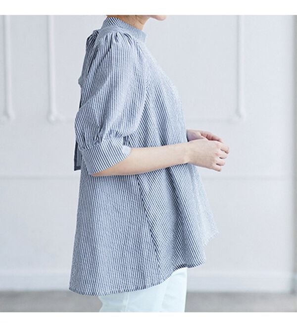 BELLUNA（ベルーナ）の「綿１００％サラポコバックリボンブラウス（ブラウス）」｜詳細画像