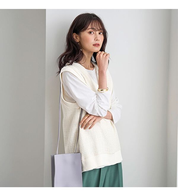 BELLUNA（ベルーナ）の「ツイード調素材Ｖネックデザインベスト（ベスト）」｜詳細画像