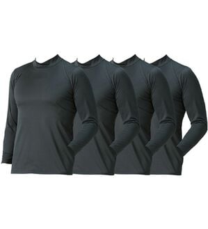 「【４枚組】抗菌防臭・マイクロファイバー裏起毛あったかインナー４枚組（シャツ）　長袖ハイネック（メンズ肌着・インナーウェア）」｜チャコール4枚組