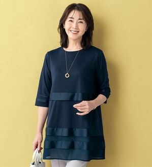 ルフラン（ルフラン）の「シフォン切替チュニック＜テリーナ＞（チュニック）」｜ネイビー系