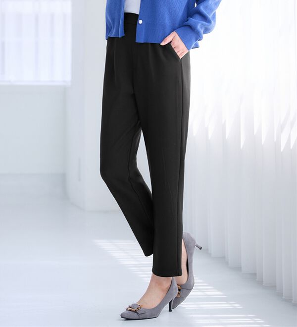 極美品¥44,000♡2025年Rene♡パールパンツ(黒・38 Ｌ) あったか裏起毛カットジョーゼットスリムパンツ - ベルーナ【公式】