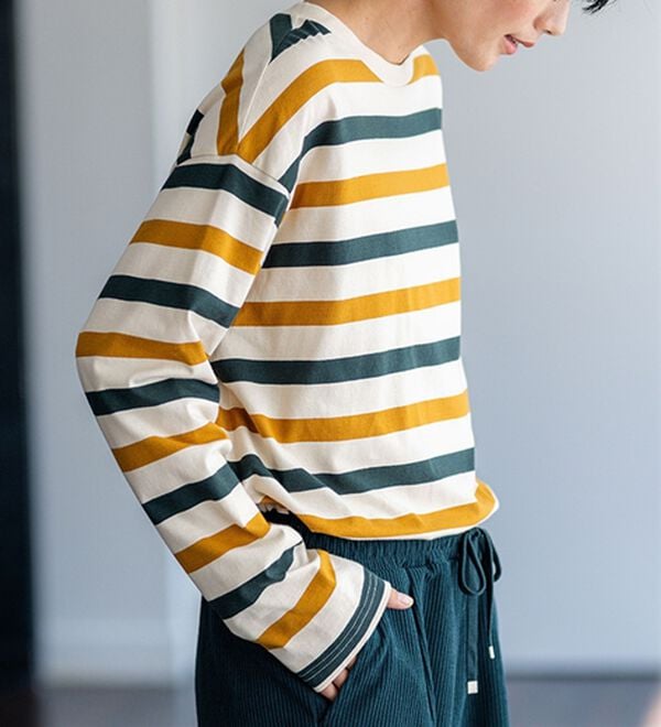 BELLUNA（ベルーナ）の「綿１００％配色ボーダープルオーバー（カットソー）」｜詳細画像