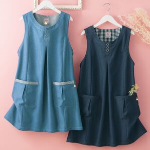 ルフラン（ルフラン）の「【２色組】デニム調エプロンチュニック（エプロン）」｜詳細画像