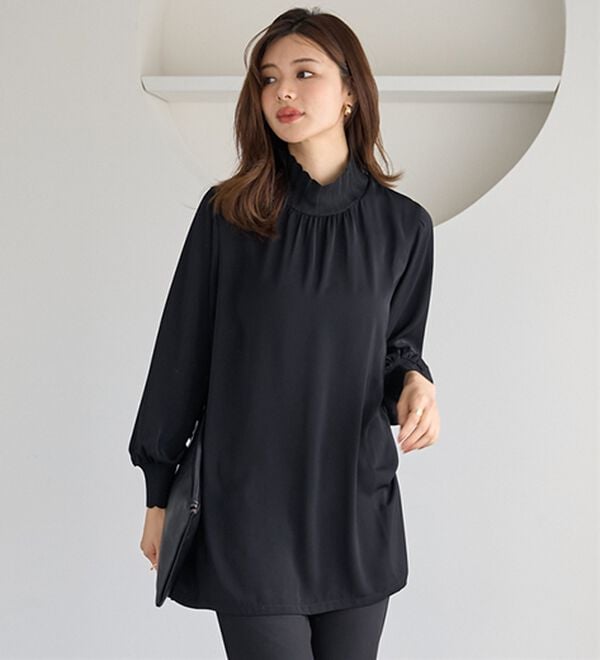 BELLUNA（ベルーナ）の「リブニット使いチュニック（チュニック）」｜黒