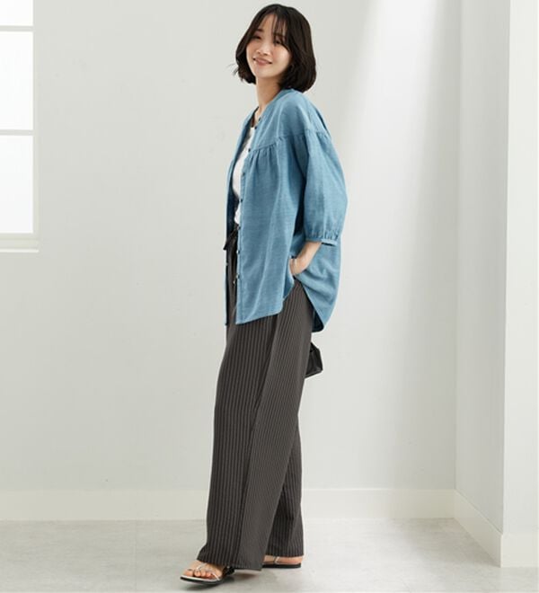 BELLUNA（ベルーナ）の「ダブルガーゼ素材切替デザインブラウス（ブラウス）」｜詳細画像