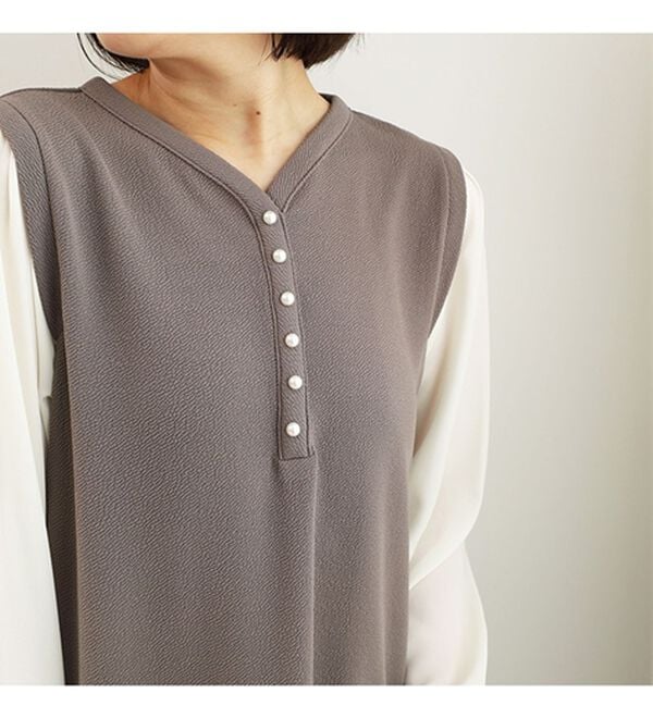 BELLUNA（ベルーナ）の「ジャカード素材袖切替ワンピース（カットソーワンピース）」｜詳細画像