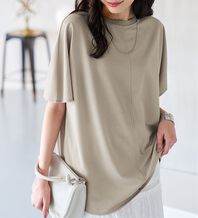 BELLUNA（ベルーナ）の「Ｔシャツ感覚なのにきちんとブラウス見え！カットジョーゼット半袖プルオーバー（カットソー）」