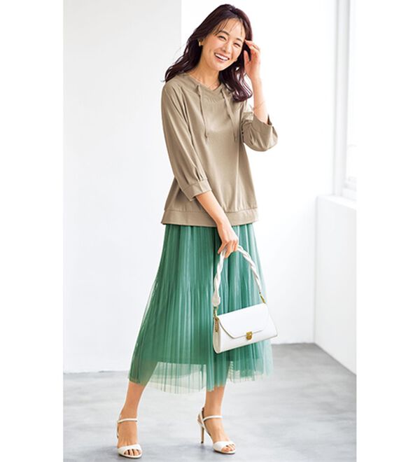 BELLUNA（ベルーナ）の「ヒンヤリ綿混ワイドネックプルオーバー（カットソー）」｜詳細画像