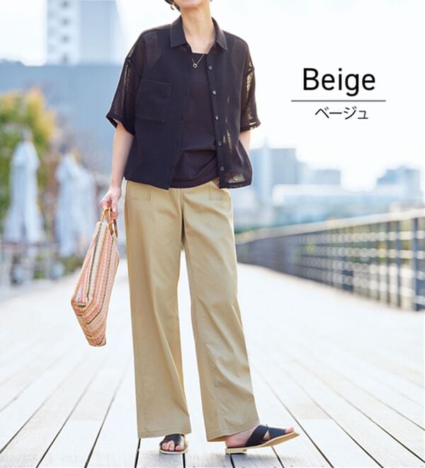 BELLUNA（ベルーナ）の「新感覚！メッシュデニムワイドパンツ（フルレングスパンツ）」｜詳細画像