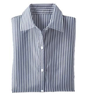 BELLUNA（ベルーナ）の「【選べる袖丈】洗える！ストレッチイージーケアシャツ（シャツ）」｜ネイビーストライプ