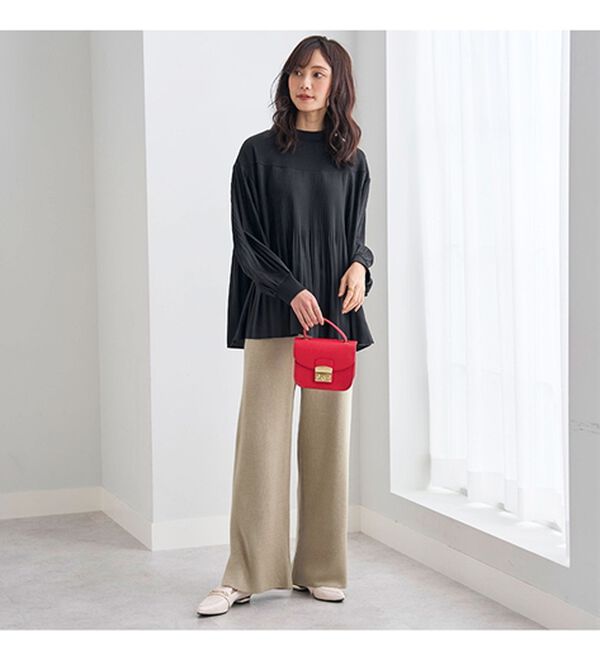 BELLUNA（ベルーナ）の「ニット素材透かし編デザインセットアップ（セットアップ）」｜詳細画像