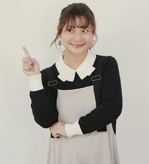 BELLUNA（ベルーナ）の「配色衿ニットプルオーバー（ニット・セーター）」｜詳細画像