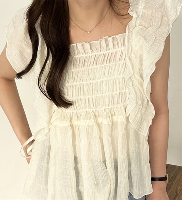 GeeRA（ジーラ）の「フリルシャーリングブラウス（ブラウス）」｜詳細画像